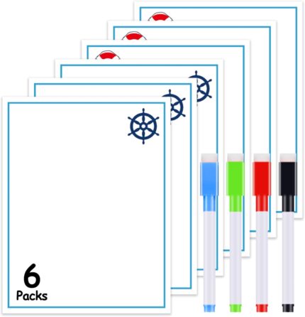 6 Pcs Whiteboard Cruise Door Magnets Set Cruise Door Decorations Cruise Cabin Door Magnetic Signs Carnival Cruise Ship Accessories for Stateroom Door Refrigerator with 4 Pcs Erasable Marker